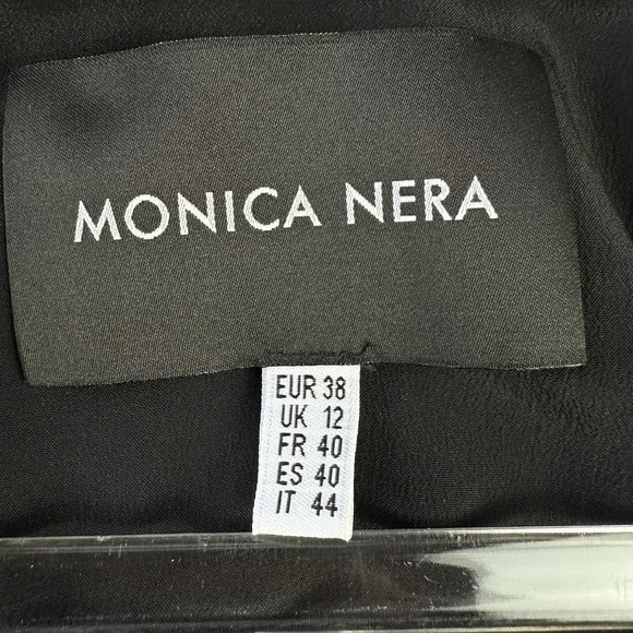 Monica Nera Silk Blouse Women's UK 12 EU 38 Black Long Sleeve Poland $325